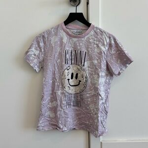 GANNI Lavender Tie-Dye Smiley Moon Tee